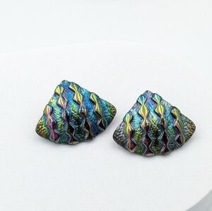 Vintage beautiful mermaid-inspired oil slick stud earrings